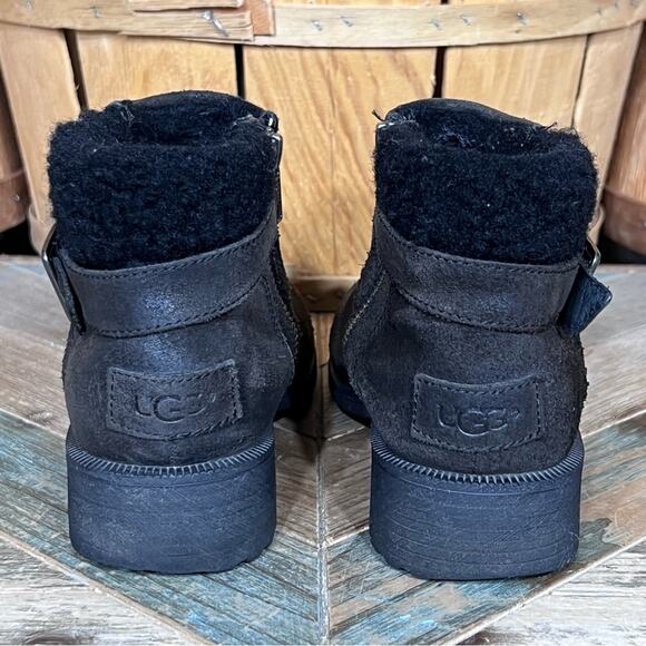 UGG Benson Brown Suede Wool Lined Waterproof Zip-Up Ankle Boots Womens Size 7.5 - Picture 6 of 13